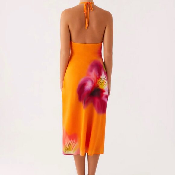 Peppermayo Exclusive - Kea Midi Dress - Orange Tropica (NEUF) - Picture 2 of 3